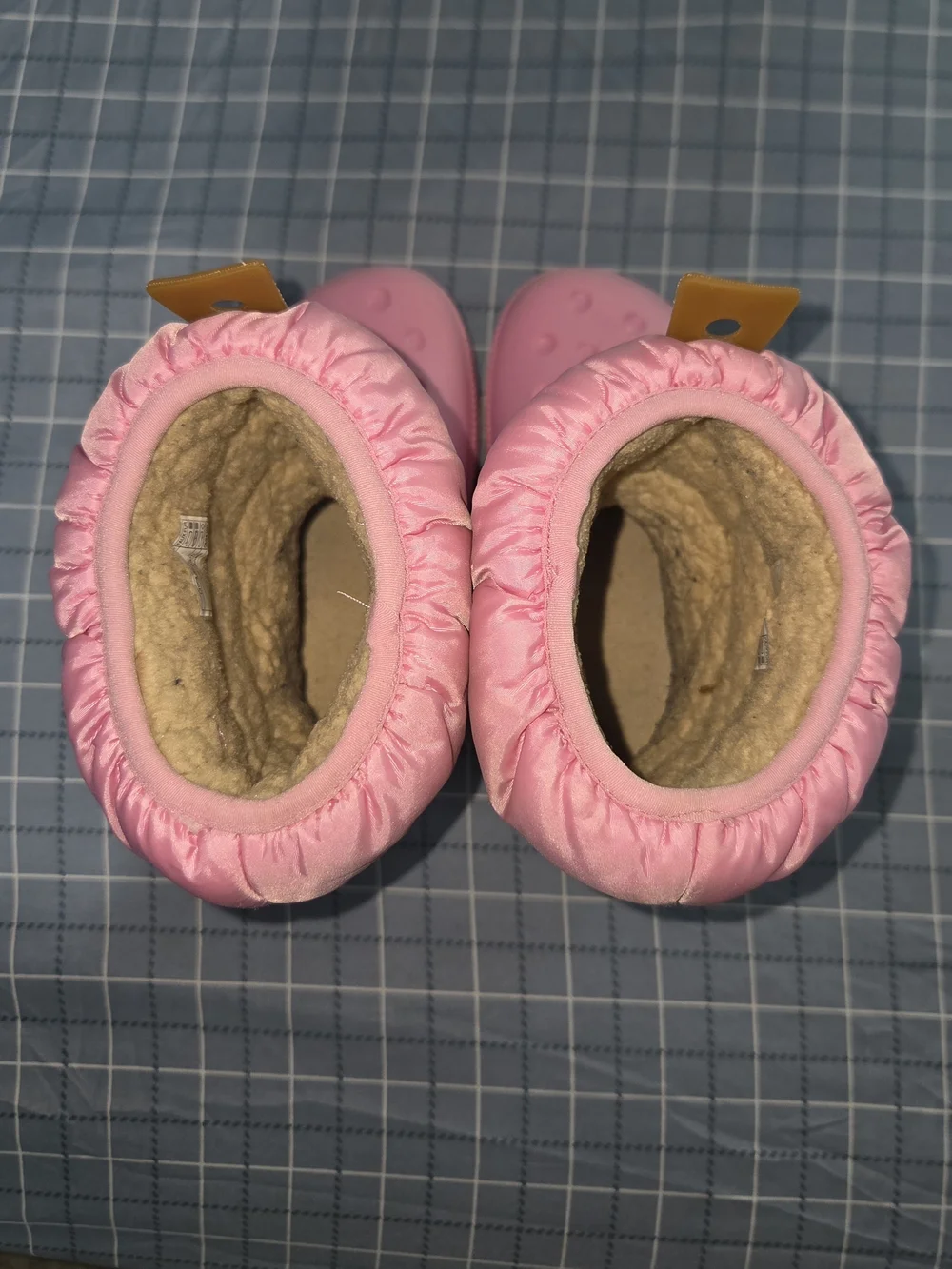 CROCS Kids Pink Puffer Snow Boots with Brown Tread Size 9 Toddler